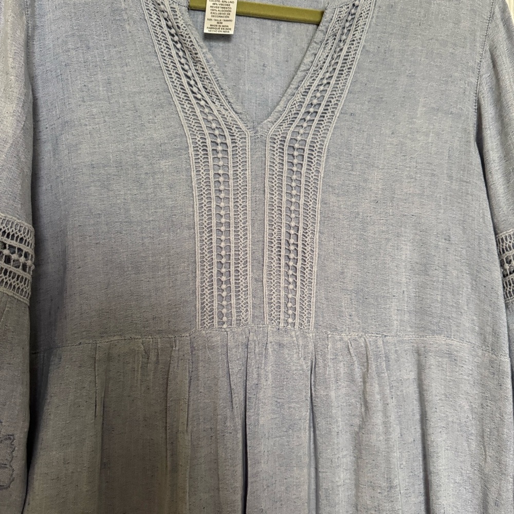 Tommy Bahama St. Lucia Split Neck Linen-blend Dress In Blue - Picture 4 of 10